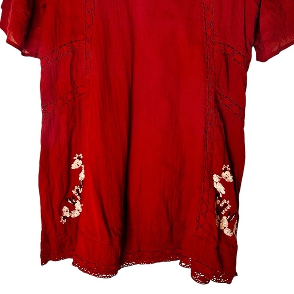 Free People Perfectly Victorian Embroidered Rust Mini Dress- Size Small-Red - Picture 12 of 16